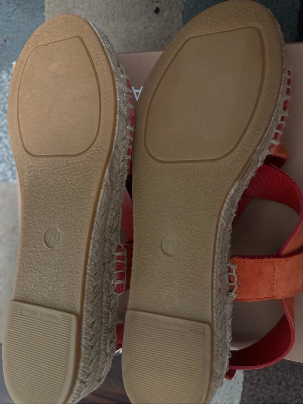 Via Spiga Orange Suede Espadrille Sandals with Red Insole Accents